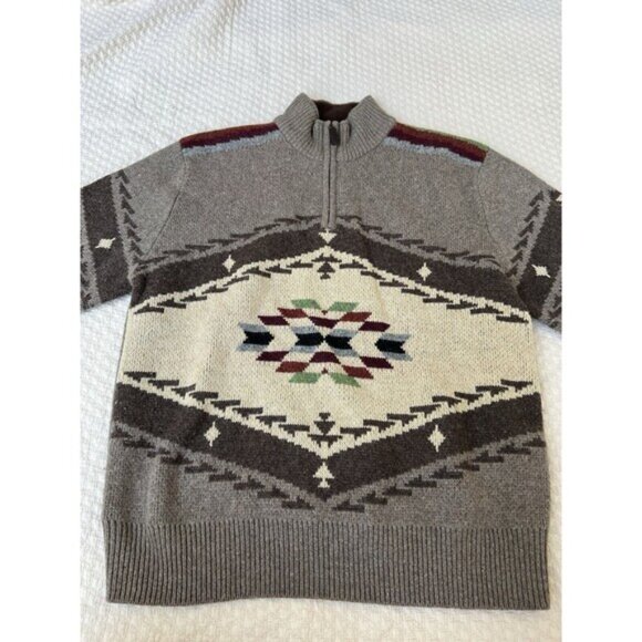 Pendleton Lambswool Aztec Navajo Southwestern Quarter Zip‎ Women’s Sweater Large - Picture 3 of 15